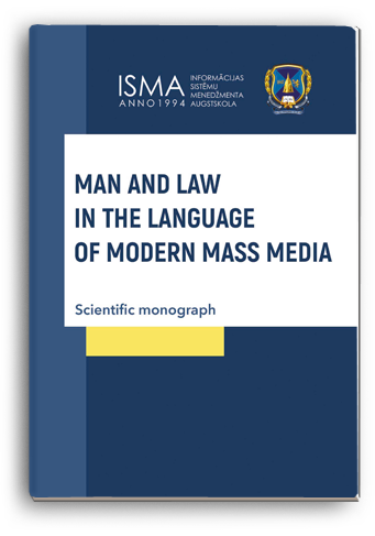 Cover for MAN AND LAW IN THE LANGUAGE  OF MODERN MASS MEDIA. Volume 1