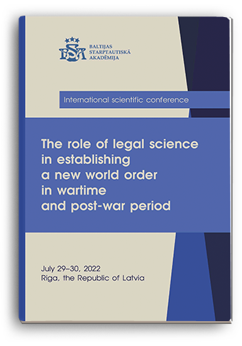 Cover for THE ROLE OF LEGAL SCIENCE IN ESTABLISHING A NEW WORLD ORDER IN WARTIME AND POST-WAR PERIOD